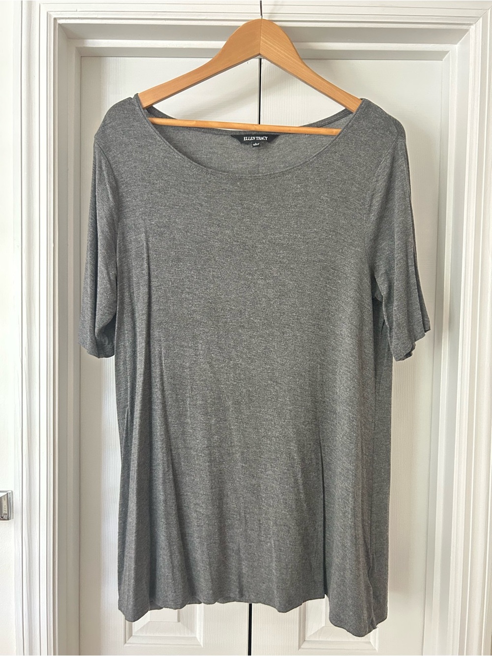 Ellen Tracy Gray Scoop Neck Tee